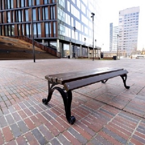 Banca parc Lodz fara spatar din lemn si fonta