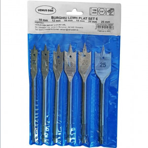 Gaurire lemn cu burghiu plat tija hexagonala, set profesional