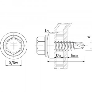 Koelner OCW - surub autoforant cu cap hexagonal schita 1
