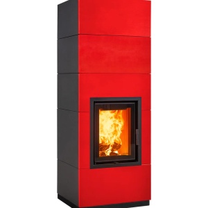 Medium - Soba pe lemne cu acumulare, din maiolica - 8,2 kW, model rosu MD 035