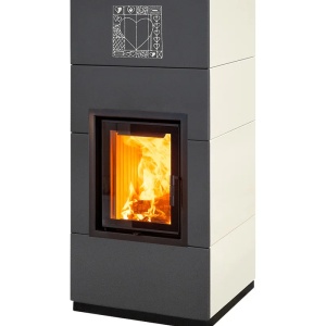 Mini - Soba pe lemne cu acumulare, din maiolica - 8,2 kW, model gri MN 033