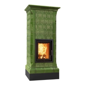 Nobile 5 Levels - Soba pe lemne cu acumulare, din maiolica - 8,2 kW, model verde