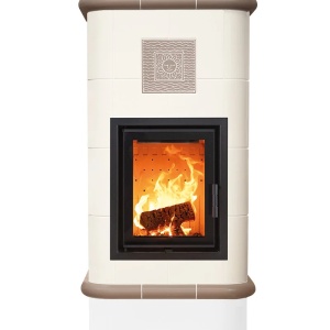 Quadra 4 Levels - Soba pe lemne cu acumulare, din maiolica - 8,2 kW, model bej QD 083
