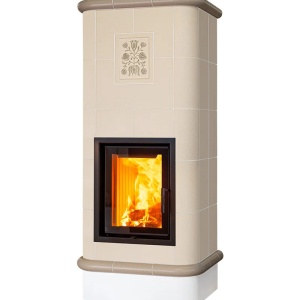 Quadra 5 Levels - Soba pe lemne cu acumulare, din maiolica - 8,2 kW, model bej QC 043