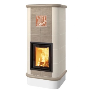 Quadra 5 Levels - Soba pe lemne cu acumulare, din maiolica - 8,2 kW, model bej