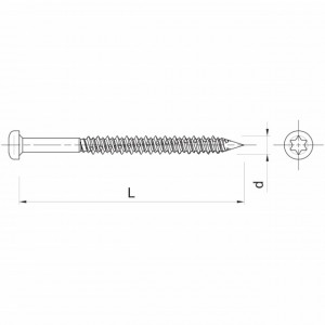 RawlPlug R-WBT - surub cu cap TX25 cu filet dublu schita