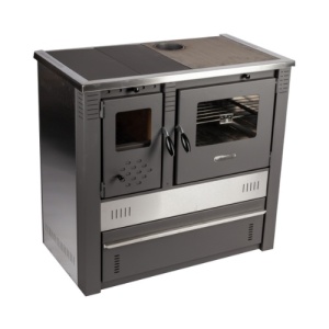 Soba pe Lemne cu Plita si Cuptor din Inox, 10.5 kW, 900x850x510 mm