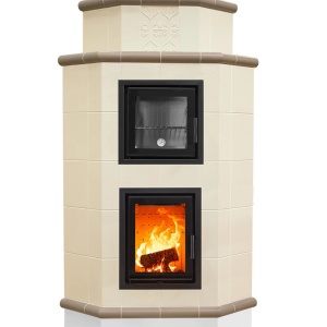 Souffle - Soba pe lemne cu acumulare si cuptor, din maiolica - 8,6 kW SF 007