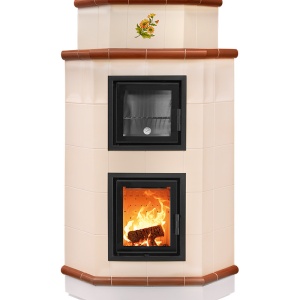 Souffle - Soba pe lemne cu acumulare si cuptor, din maiolica - 8,6 kW SF 019