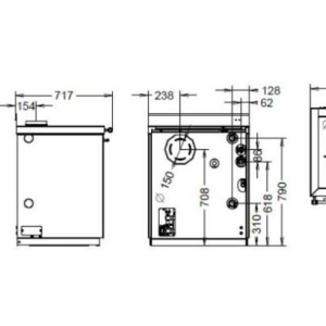 Cuptor soba pe lemne Thermorossi BOSKY 30 Square EVO5 Termo 12,5 kW dimensiuni