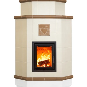 Olimpia 5 Levels - Soba pe lemne cu acumulare, din maiolica - 8,2 kW, model caramiziu OL 021