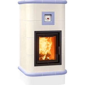 Quadra 4 Levels - Soba pe lemne cu acumulare, din maiolica - 8,2 kW, model albastru QD 077
