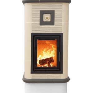 Quadra 4 Levels - Soba pe lemne cu acumulare, din maiolica - 8,2 kW, model gri QD 129