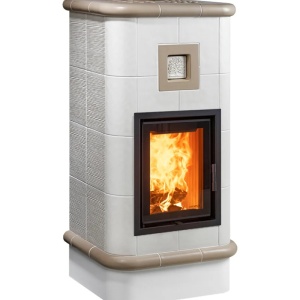 Quadra 4 Levels - Soba pe lemne cu acumulare, din maiolica - 8,2 kW, model bej QD 001