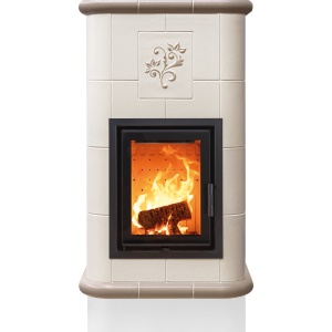 Quadra 4 Levels - Soba pe lemne cu acumulare, din maiolica - 8,2 kW, model bej QD 120