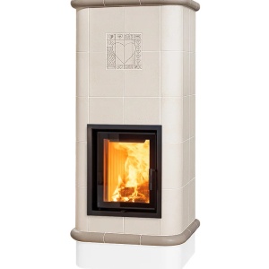 Quadra 5 Levels - Soba pe lemne cu acumulare, din maiolica - 8,2 kW, model bej QC 015