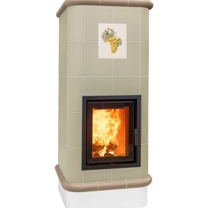 Quadra 5 Levels - Soba pe lemne cu acumulare, din maiolica - 8,2 kW, model bej QC 061