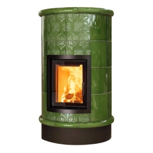Rondo 4 Levels - Soba pe lemne cu acumulare, din maiolica - 8,2 kW, model verde