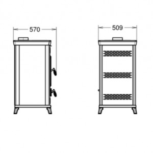 Soba pe lemne Thermorossi Ilaria Evo Easy 12,3 kW dimensiuni