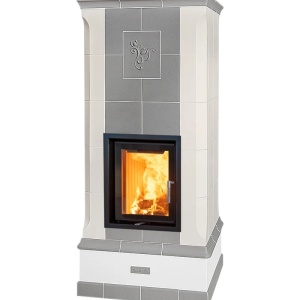 Vega - Soba pe lemne cu acumulare, din maiolica - 8,3 kW, model gri VG 026