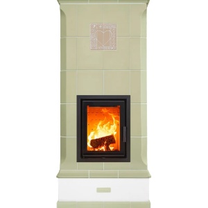 Vega - Soba pe lemne cu acumulare, din maiolica - 8,3 kW, model verde VG 035