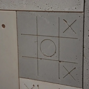 Caramida decorativa din beton, model X si 0, Gray, 300x300x15 mm