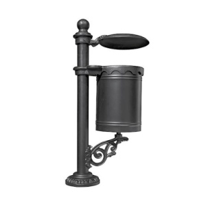 Cos stradal simplu din fonta si otel, 30L, negru, 100 cm