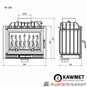 Focar semineu fonta W13A - 11.5 kW