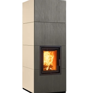 Maxi - Soba pe lemne cu acumulare, din maiolica - 8,3 kW, model gri MX 032