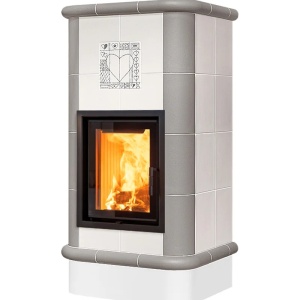 Quadra 4 Levels - Soba pe lemne cu acumulare, din maiolica - 8,2 kW, model gri QD 064
