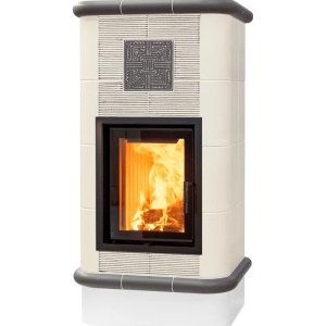 Quadra 4 Levels - Soba pe lemne cu acumulare, din maiolica - 8,2 kW, model gri QD 107