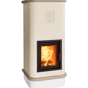 Quadra 5 Levels - Soba pe lemne cu acumulare, din maiolica - 8,2 kW, model bej QC 055