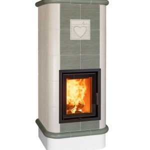 Quadra 5 Levels - Soba pe lemne cu acumulare, din maiolica - 8,2 kW, model gri QC 058