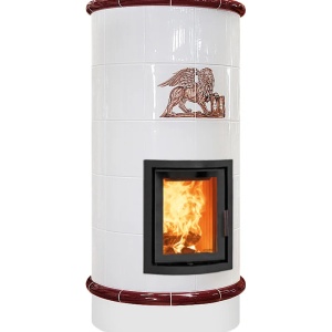 Rondo 5 Levels - Soba pe lemne cu acumulare, din maiolica - 8,2 kW, model rosu RC 016
