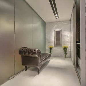 caramida decorativa alba slim pentru interior hol