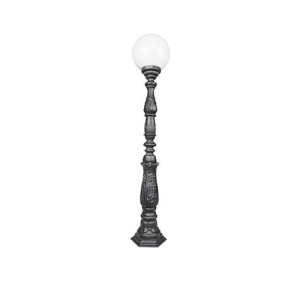 Lampa decorativa din fonta cu glob alb 25 cm, 140 cm inaltime