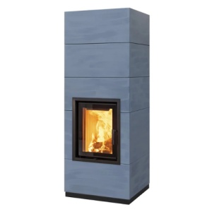 Medium - Soba pe lemne cu acumulare, din maiolica - 8,2 kW, model albastru