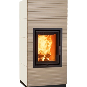 Mini - Soba pe lemne cu acumulare, din maiolica - 8,2 kW, model bej MN 021