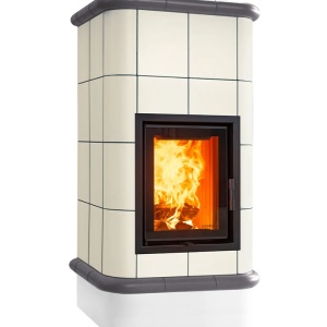 Quadra 4 Levels - Soba pe lemne cu acumulare, din maiolica - 8,2 kW, model gri QD 089