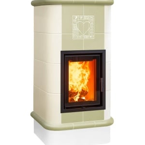 Quadra 4 Levels - Soba pe lemne cu acumulare, din maiolica - 8,2 kW, model bej QD 092