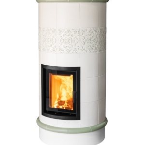 Rondo 5 Levels - Soba pe lemne cu acumulare, din maiolica - 8,2 kW, model verde RC 042