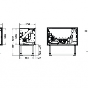 Soba pe peleti incorporabila Thermorossi Esprit Infinity 14,3 kW dimensiuni