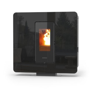 Soba pe peleti SlimQuadro Idra Maxi Thermorossi 21,9 kW negru