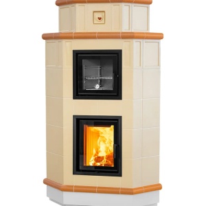 Souffle - Soba pe lemne cu acumulare si cuptor, din maiolica - 8,6 kW SF 008