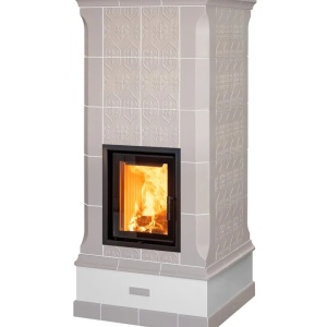 Vega - Soba pe lemne cu acumulare, din maiolica - 8,3 kW, model gri VG 045