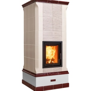 Vega - Soba pe lemne cu acumulare, din maiolica - 8,3 kW, model rosu VG 040