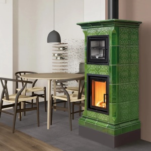 Bistrot - Soba pe lemne cu acumulare si cuptor, din maiolica - 8,6 kW