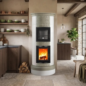 Buffet 6 Levels - Soba pe lemne cu acumulare si cuptor, din maiolica - 8,6 kW