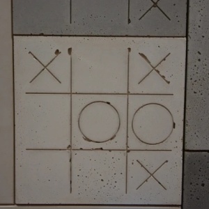 Caramida decorativa din beton, model X si 0, Ecru, 300x300x15 mm