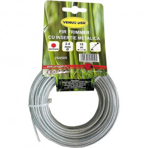 Fir trimmer rotund cu insertie metalica 15 m pentru motocoasa, pachet
